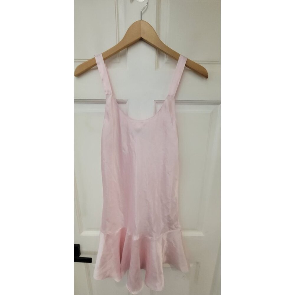 Vintage Jo Intimates Pink Bardot Slip Dress Medium 100% Polyester Silky Feel